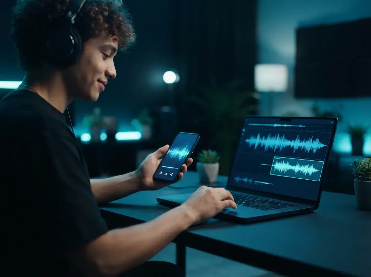 Creator downloading and sharing a finished song